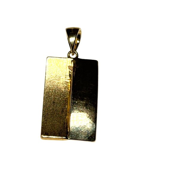 Modern Gold Textured Rectangle Pendant Geometric Design Unisex Minimalist - Picture 7 of 16